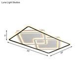 Sleek Metal Led Ceiling Lamp: Rectangular Flush Lighting For Living Room In White/Warm Light