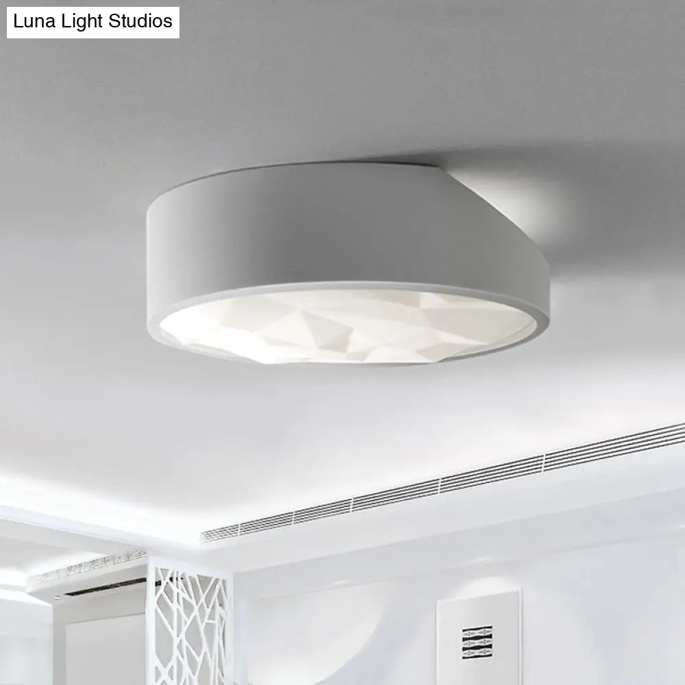 Sleek Metal Led Drum Flush Mount Ceiling Lamp - Minimalist Design (17’/21’ Wide) Ideal For