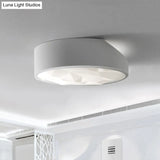 Sleek Metal Led Drum Flush Mount Ceiling Lamp - Minimalist Design (17’/21’ Wide) Ideal For