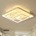 Sleek Metal Led Square Flush Mount Ceiling Light Fixture With White/Warm 16.5’/19.5’/23.5’