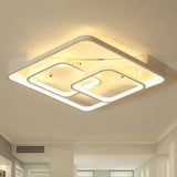 Sleek Metal Led Square Flush Mount Ceiling Light Fixture With White/Warm 16.5’/19.5’/23.5’