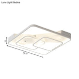 Sleek Metal Led Square Flush Mount Ceiling Light Fixture With White/Warm 16.5’/19.5’/23.5’ Wide