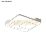 Sleek Metal Led Square Flush Mount Ceiling Light Fixture With White/Warm 16.5’/19.5’/23.5’ Wide
