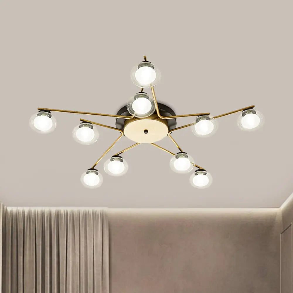 Sleek Metal Semi Flush Mount Ceiling Lamp With Multi - Head And Oval Shade - Stylish Lighting For