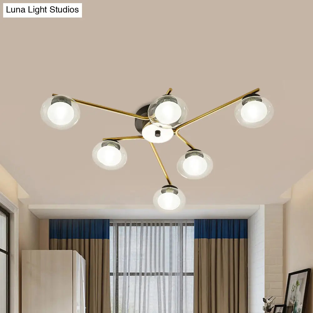 Sleek Metal Semi Flush Mount Ceiling Lamp With Multi - Head And Oval Shade - Stylish Lighting For