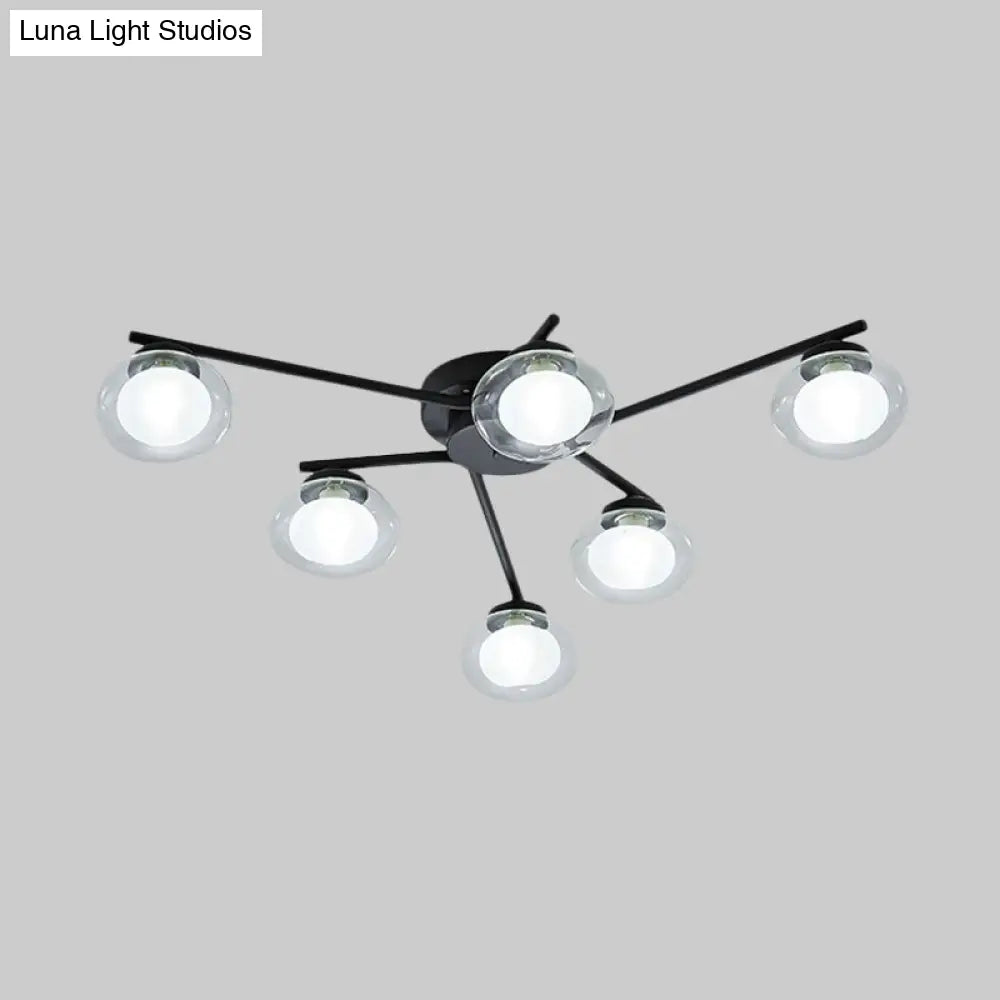 Sleek Metal Semi Flush Mount Ceiling Lamp With Multi - Head And Oval Shade - Stylish Lighting For