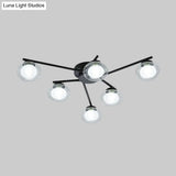 Sleek Metal Semi Flush Mount Ceiling Lamp With Multi - Head And Oval Shade - Stylish Lighting For