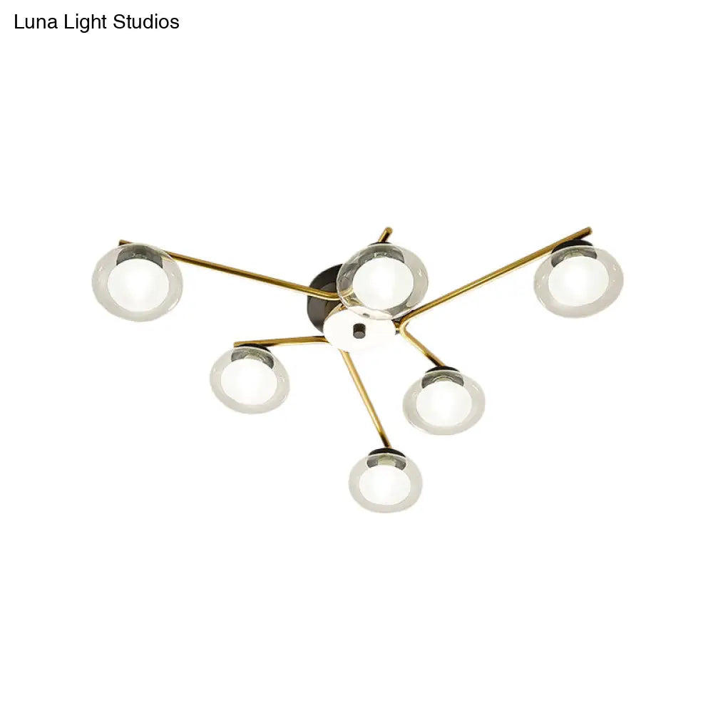 Sleek Metal Semi Flush Mount Ceiling Lamp With Multi - Head And Oval Shade - Stylish Lighting For