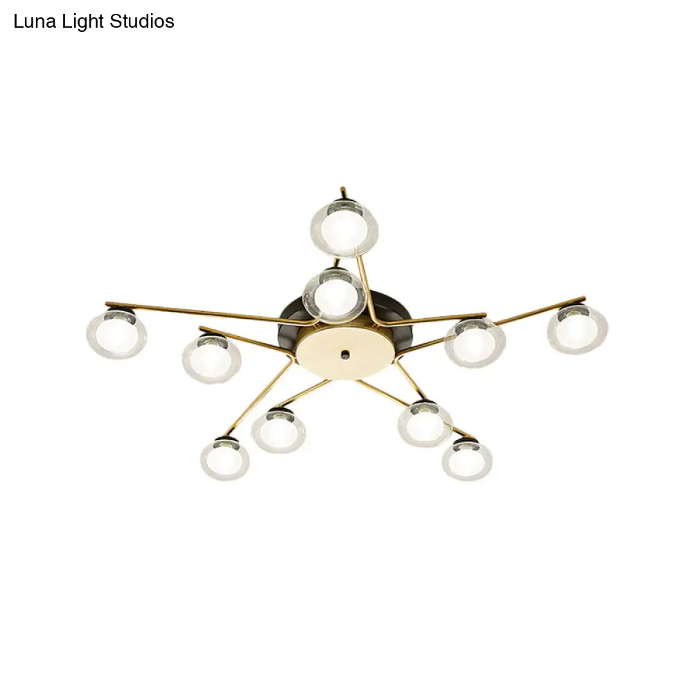 Sleek Metal Semi Flush Mount Ceiling Lamp With Multi - Head And Oval Shade - Stylish Lighting For