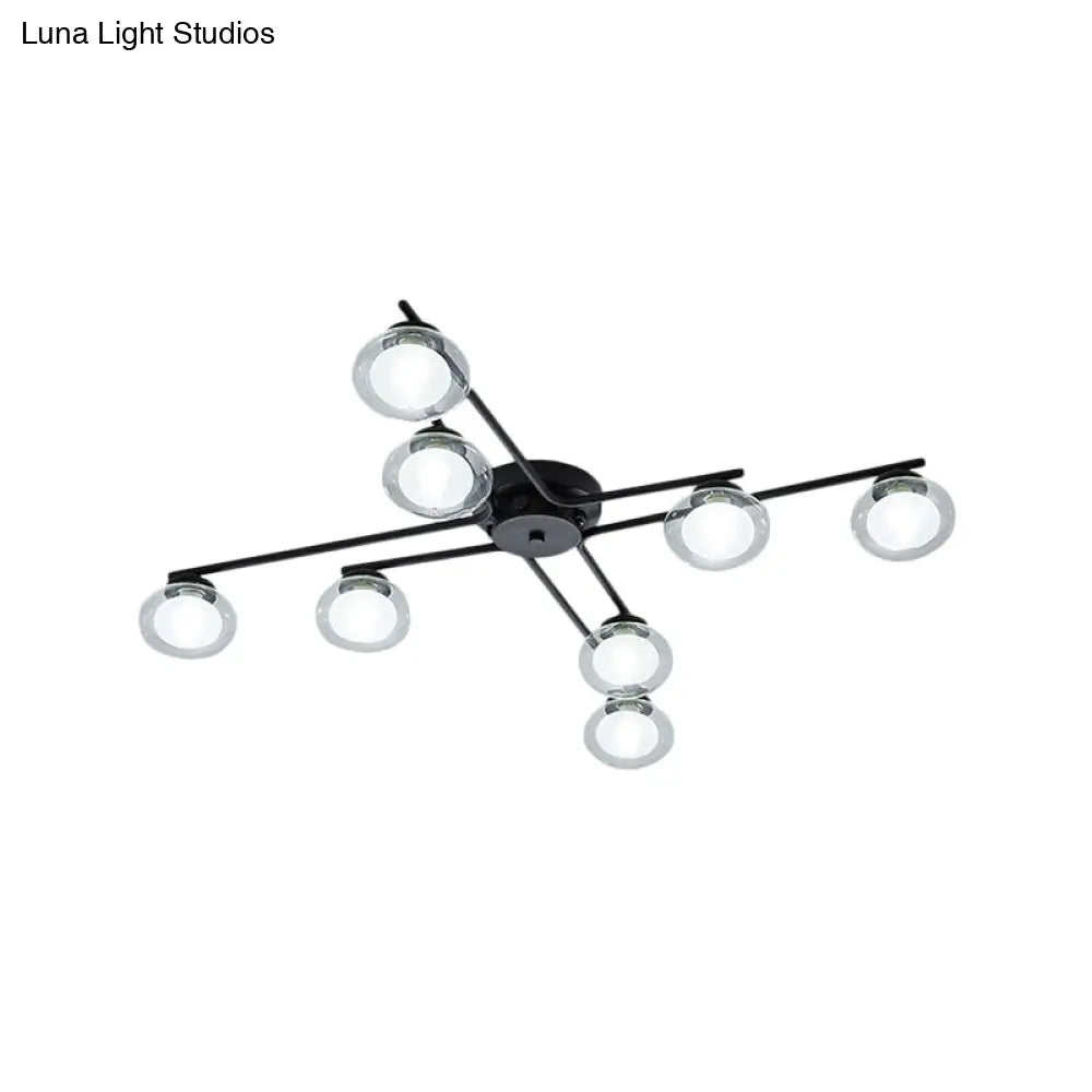 Sleek Metal Semi Flush Mount Ceiling Lamp With Multi - Head And Oval Shade - Stylish Lighting For