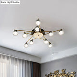 Sleek Metal Semi Flush Mount Ceiling Lamp With Multi - Head And Oval Shade - Stylish Lighting For