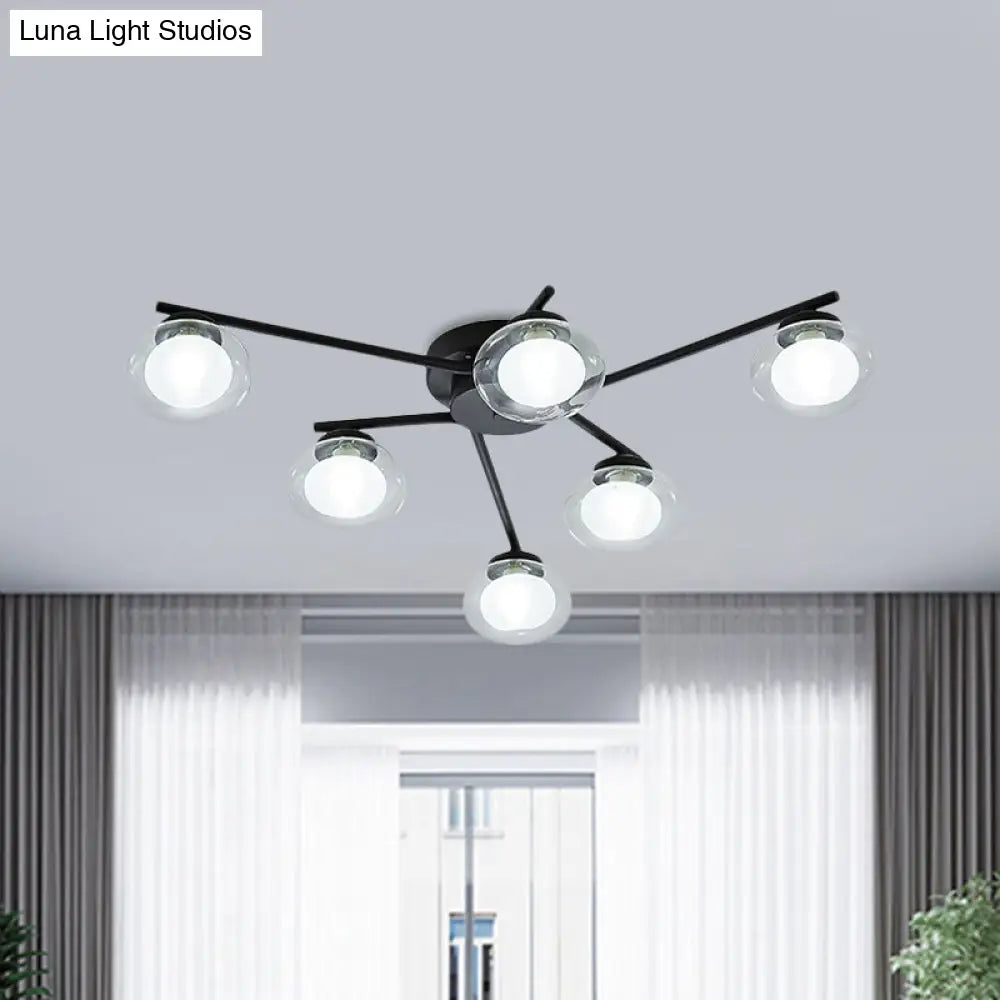 Sleek Metal Semi Flush Mount Ceiling Lamp With Multi - Head And Oval Shade - Stylish Lighting For