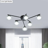 Sleek Metal Semi Flush Mount Ceiling Lamp With Multi - Head And Oval Shade - Stylish Lighting For