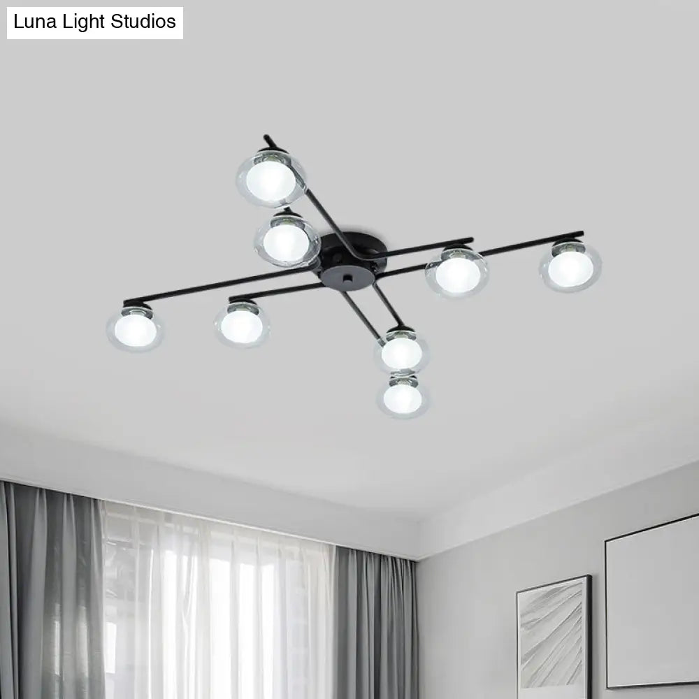 Sleek Metal Semi Flush Mount Ceiling Lamp With Multi - Head And Oval Shade - Stylish Lighting For