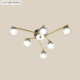 Sleek Metal Semi Flush Mount Ceiling Lamp With Multi - Head And Oval Shade - Stylish Lighting For