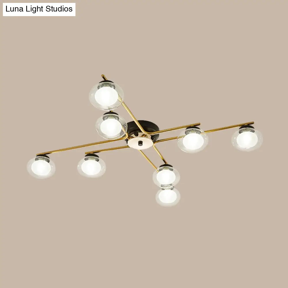 Sleek Metal Semi Flush Mount Ceiling Lamp With Multi - Head And Oval Shade - Stylish Lighting For
