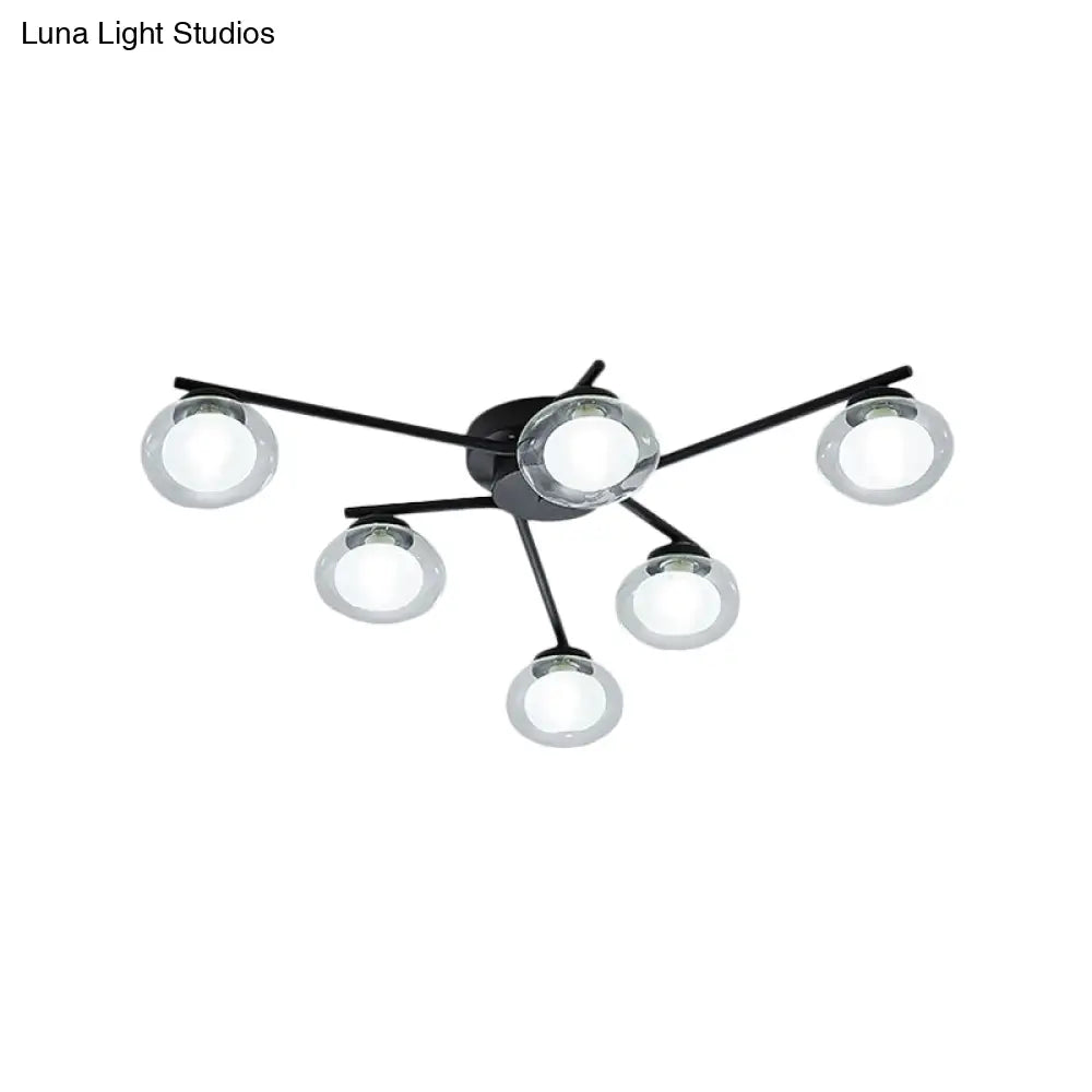 Sleek Metal Semi Flush Mount Ceiling Lamp With Multi - Head And Oval Shade - Stylish Lighting For
