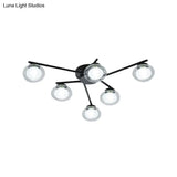 Sleek Metal Semi Flush Mount Ceiling Lamp With Multi - Head And Oval Shade - Stylish Lighting For