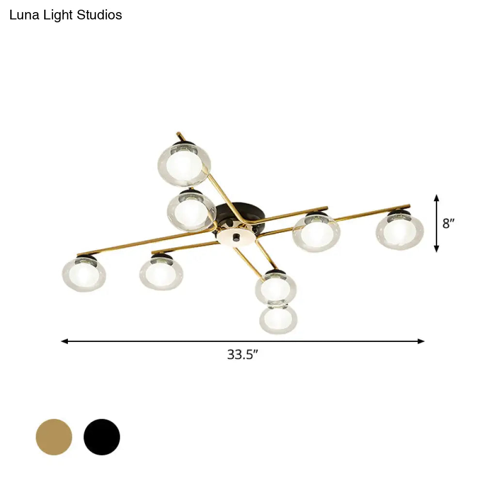 Sleek Metal Semi Flush Mount Ceiling Lamp With Multi - Head And Oval Shade - Stylish Lighting For