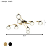 Sleek Metal Semi Flush Mount Ceiling Lamp With Multi - Head And Oval Shade - Stylish Lighting For