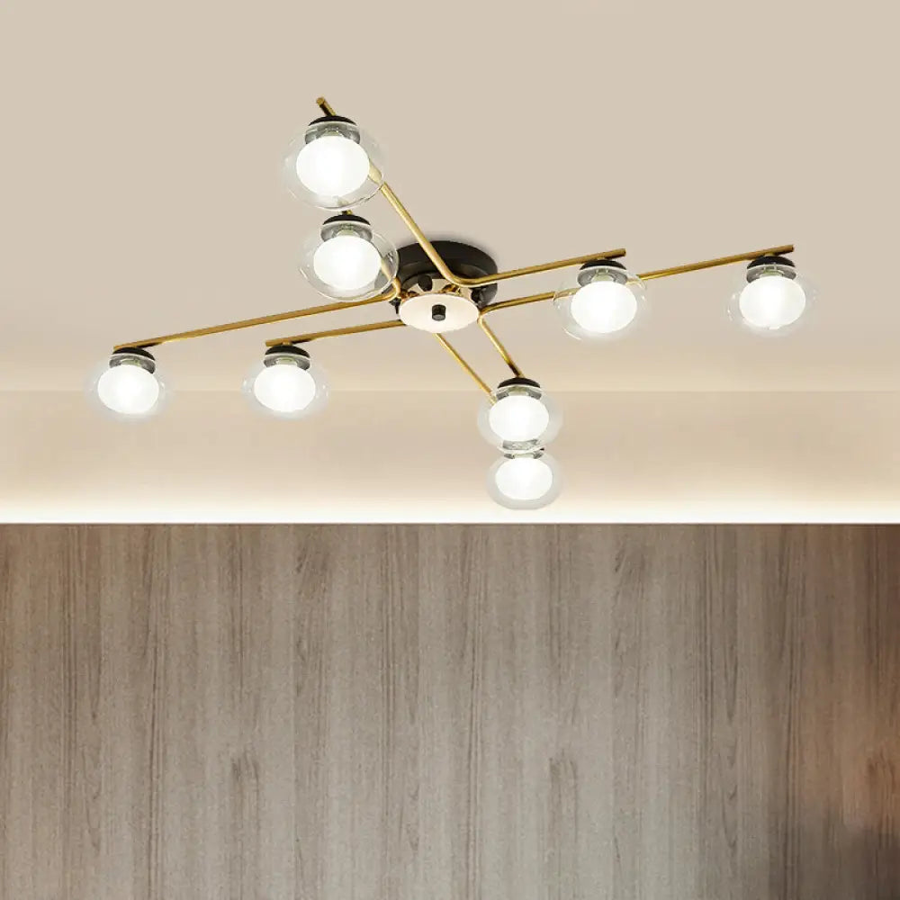 Sleek Metal Semi Flush Mount Ceiling Lamp With Multi - Head And Oval Shade - Stylish Lighting For