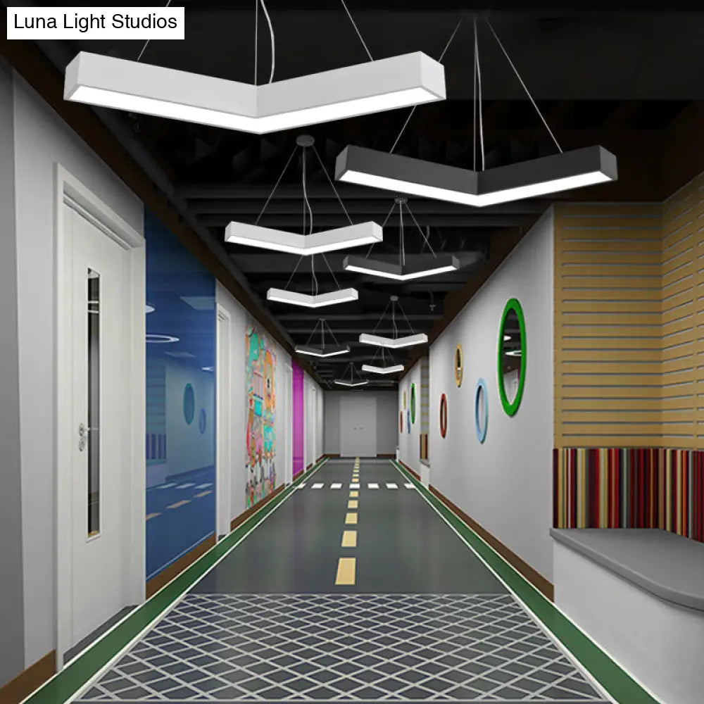 Sleek Metal V - Shaped Led Flush Mount Ceiling Light For Reception Room