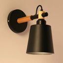 Sleek Metallic Wall Light With Tapered Shade - Stylish 1 Head Fixture For Bedroom Black