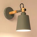 Sleek Metallic Wall Light With Tapered Shade - Stylish 1 Head Fixture For Bedroom Grey