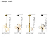 Sleek Minimalist Glass Chandelier - Modern Linear Fixture With 3 Spherical Frosted Lights