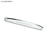 Sleek Modern Metal Vanity Lighting: Oval Shade Led Wall Light Sconce In Chrome 15/21 Dia Warm/White