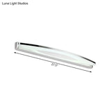 Sleek Modern Metal Vanity Lighting: Oval Shade Led Wall Light Sconce In Chrome 15/21 Dia Warm/White