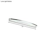 Sleek Modern Metal Vanity Lighting: Oval Shade Led Wall Light Sconce In Chrome 15/21 Dia Warm/White