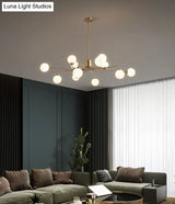 Sleek Modos Chandelier: Simplicity White Glass Ceiling Light With Brass Finish For Living Room