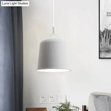 Sleek Monochrome Metal Suspension Light For Study Room - Single Hanging Lamp