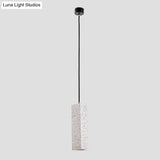 Sleek Nordic Marble Led Pendant Light - Modern Slim Cuboid Design 1 Head White Color