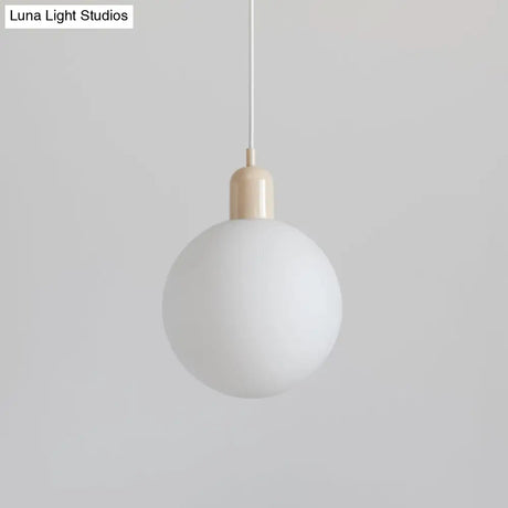 Sleek Opal Glass Drop Pendant Ceiling Light With Colorful Cap - 1-Light Hanging Design