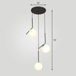 Sleek Opal Glass Globe Spiral Stairwell Pendant Light 3 / Black