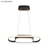 Sleek Oval Acrylic Chandelier Light – Simple Style In Black Or White With Led Choose Warm Natural