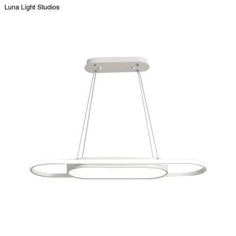 Sleek Oval Acrylic Chandelier Light – Simple Style In Black Or White With Led Choose Warm Natural