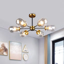 Sleek Postmodern 6-Light Glass Brass Ceiling Lamp For Dining Table Clear