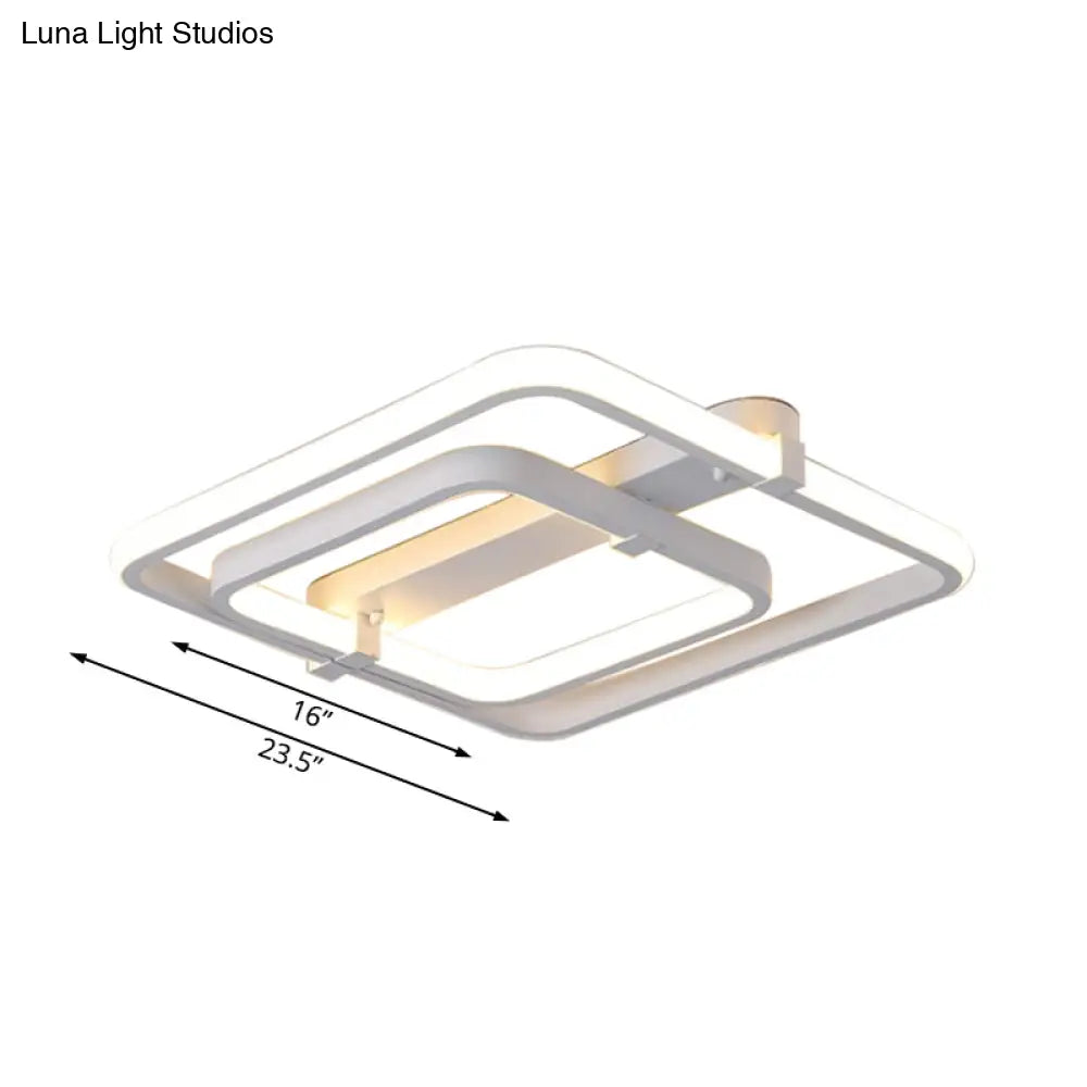 Sleek Rectangular Acrylic Semi Flush Modernist Ceiling Light Fixture With White/Warm Led Lighting -