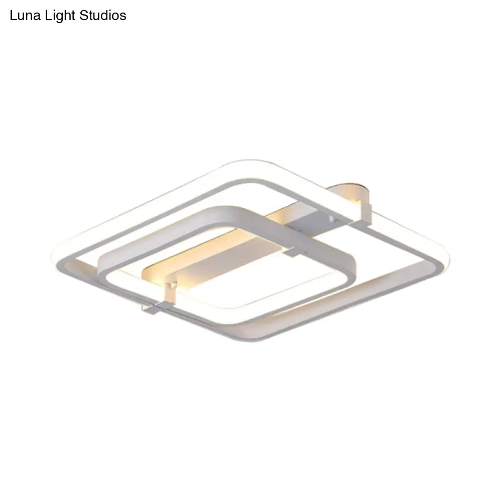 Sleek Rectangular Acrylic Semi Flush Modernist Ceiling Light Fixture With White/Warm Led Lighting -