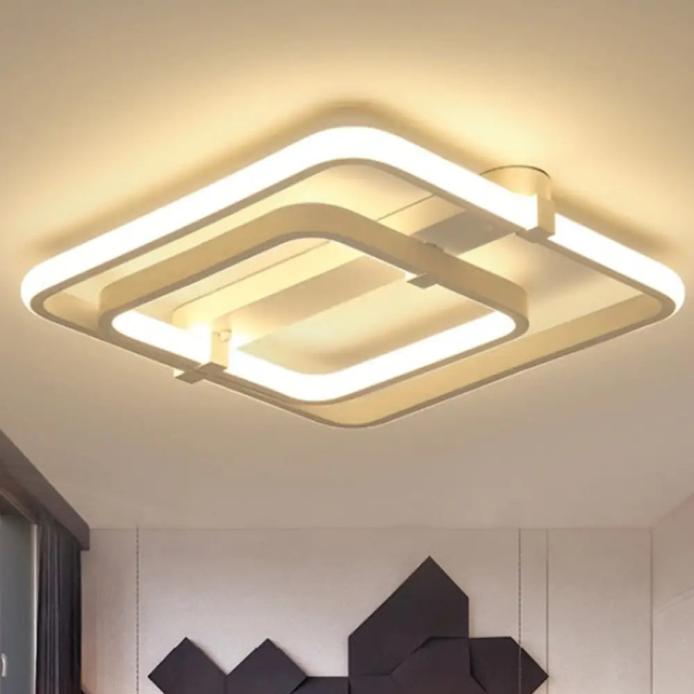 Sleek Rectangular Acrylic Semi Flush Modernist Ceiling Light Fixture With White/Warm Led Lighting -