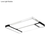 Sleek Rectangular Led Ceiling Light - Acrylic Slim Design In Black/White Ideal For Study Room