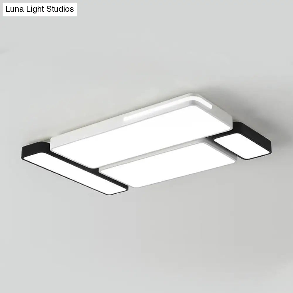 Sleek Rectangular Led Ceiling Light - Acrylic Slim Design In Black/White Ideal For Study Room