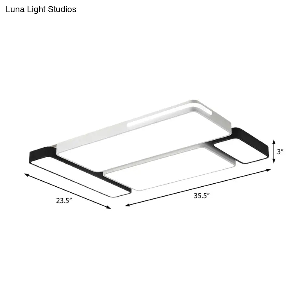 Sleek Rectangular Led Ceiling Light - Acrylic Slim Design In Black/White Ideal For Study Room