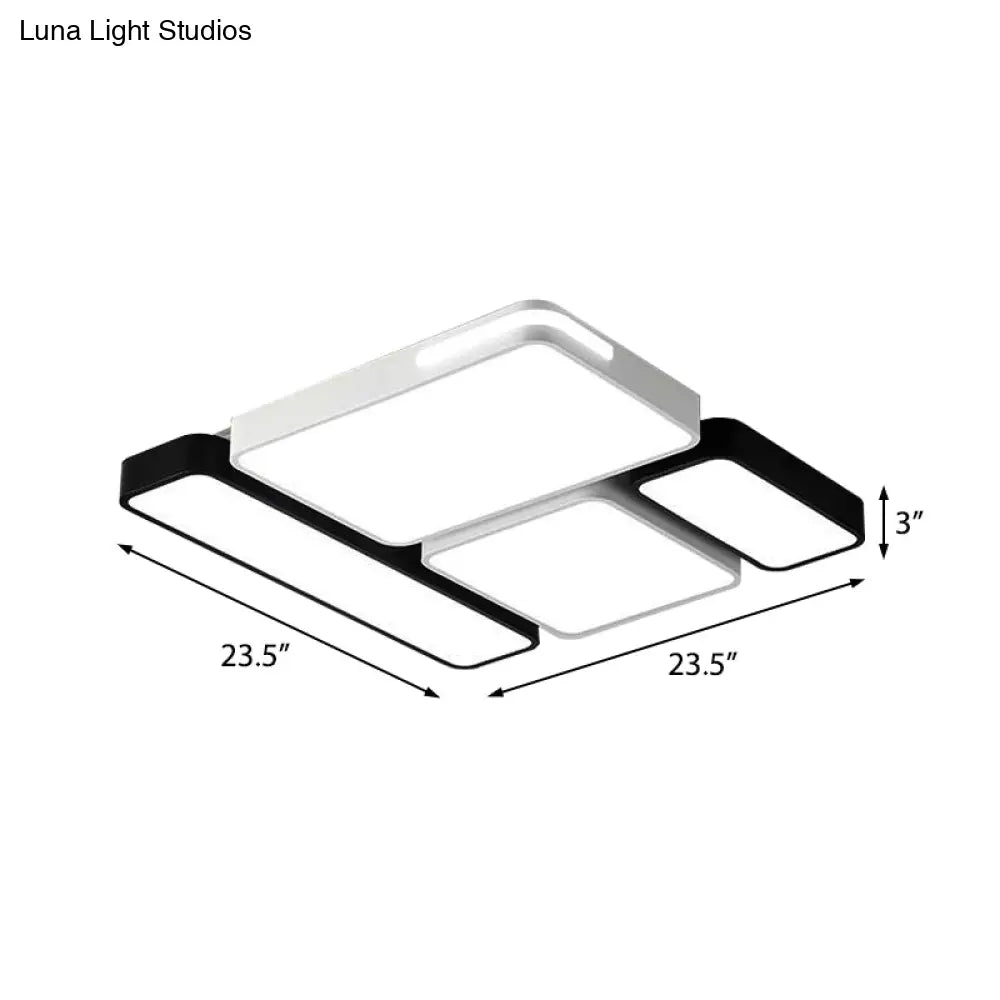 Sleek Rectangular Led Ceiling Light - Acrylic Slim Design In Black/White Ideal For Study Room
