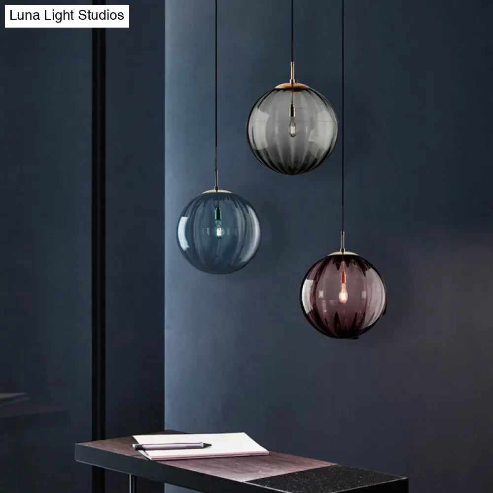 Sleek Ribbed Pendant Light: Modern Designer Hanging Lamp For Bedroom With 1 Light