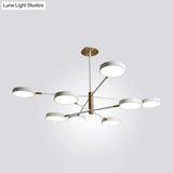 Sleek Rotatable Metal Branch Led Chandelier With Round Acrylic Shade - Modern Hanging Lamp Design