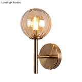 Sleek Round Wall Lighting: Simplicity Glass Bedside Sconce Light With Pencil Arm - Red/Green/Amber